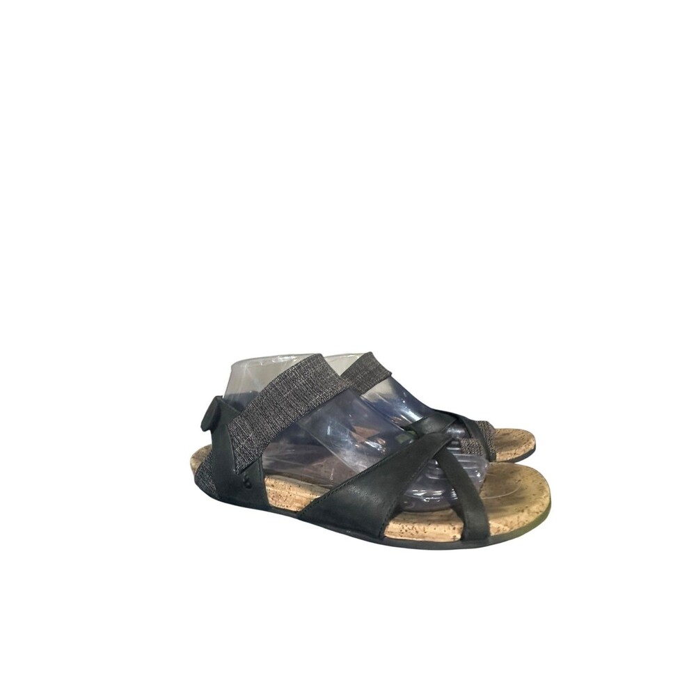 Ahnu Womens Comfort Sandal Size 10 Big Toe Crossover Stretch Ankle Strap Black